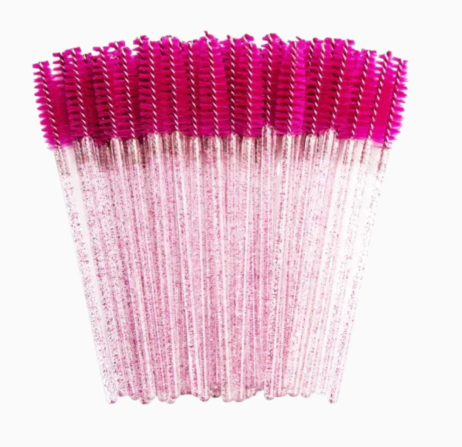 Nylon brushes with glitter (50 pcs/pack), raspberry