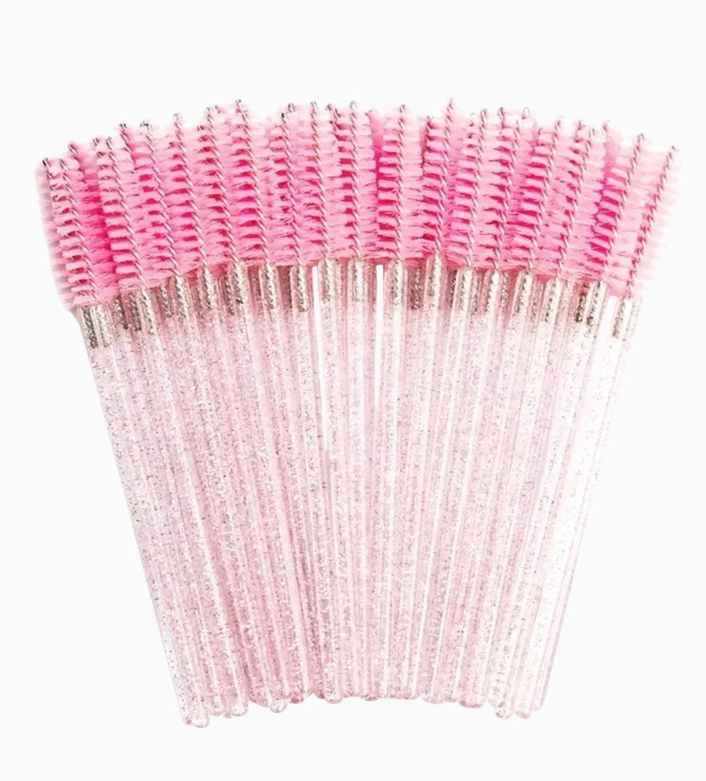 Nylon brushes with glitter (50 pcs/pack), pink